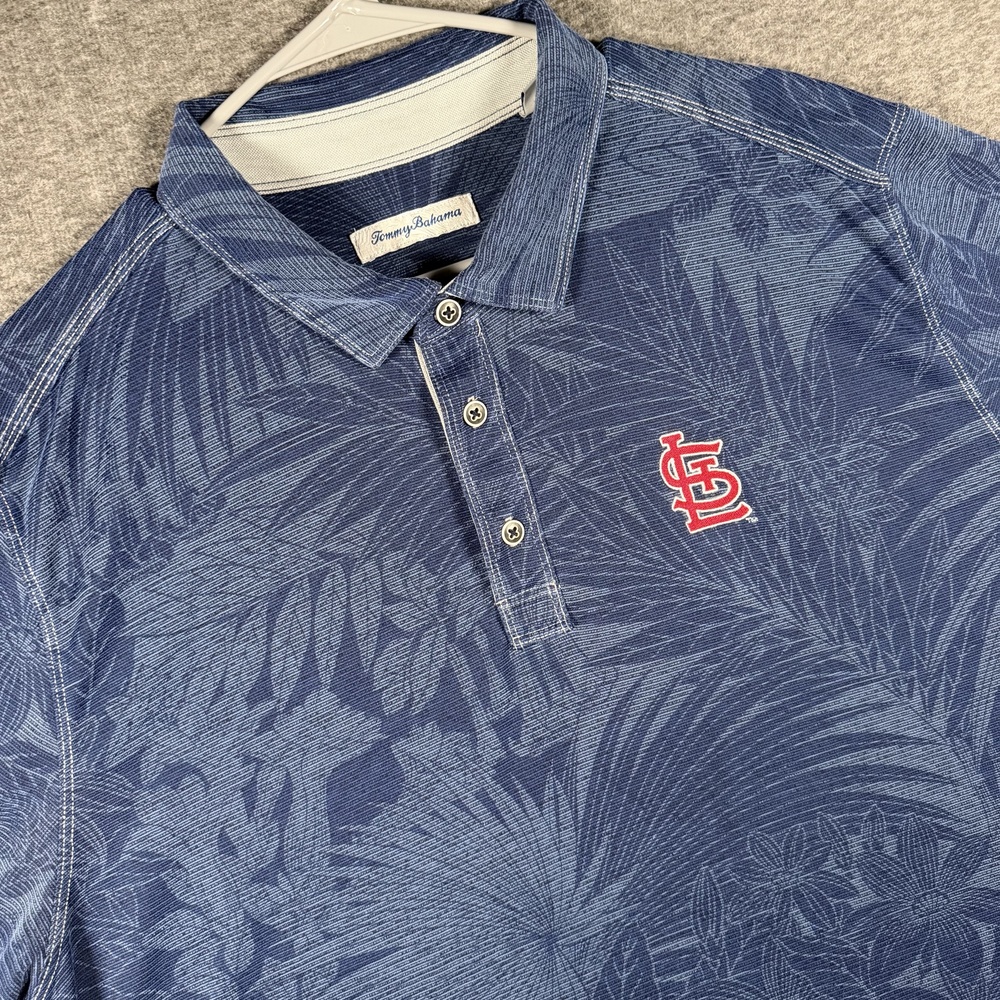 Tommy Bahama St Louis Cardinals Polo Shirt Mens XXL 2XL Blue Tropical MLB STL